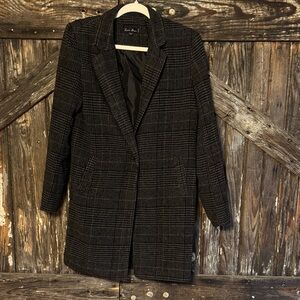 Love Tree Women's Charcoal Checkered Blazer
